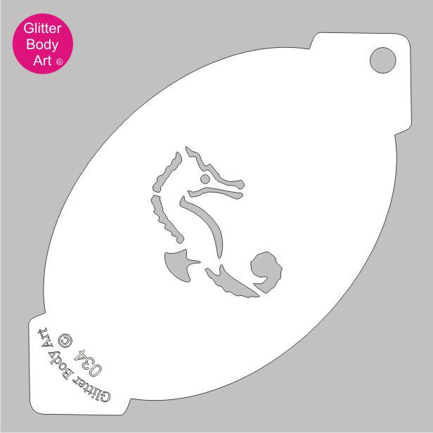 seahorse_face_paint_stencil_034 seahorse facepainting stencil, under the sea stencil