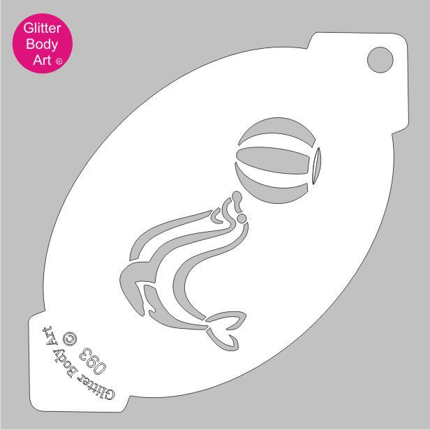 seal_face_paint_stencil_093 circus seal playing with a ball facepaint stencil