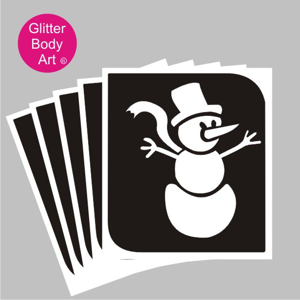 snowman glitter tattoo stencil 202 cute snowman with hat and scarf with carrot nose temporary tattoo stencil
