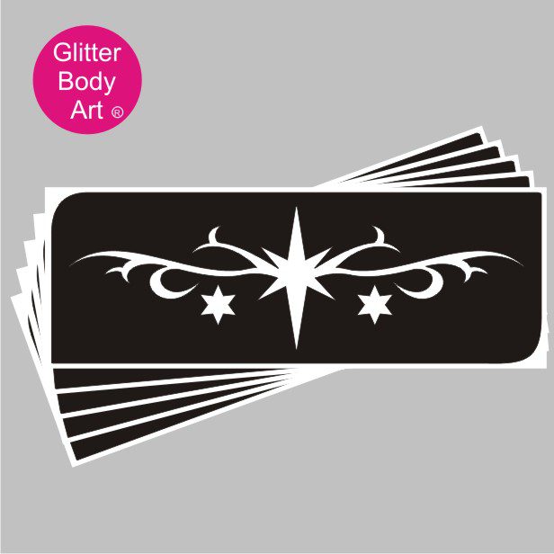 star glitter tattoo stencil 335 star tribal star temporary tattoo stencil for the back