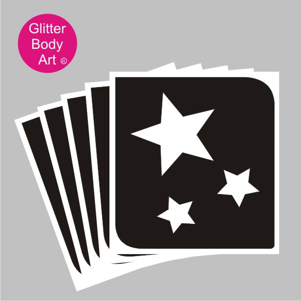 stars glitter tattoo stencil 173 triple stars temporary tattoo stencil