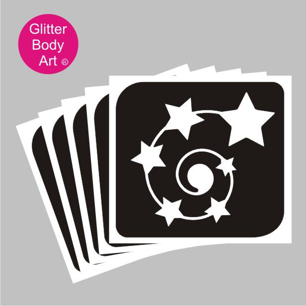 stars glitter tattoo stencil 307 siwrly stars going from small to large temporary tattoo stencil