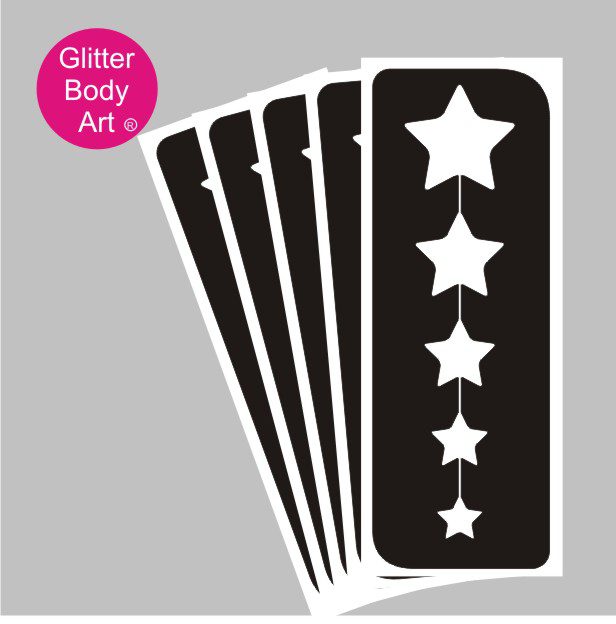 stars_glitter_tattoo_stencil_306 straight line of stars temporary tattoo stencil