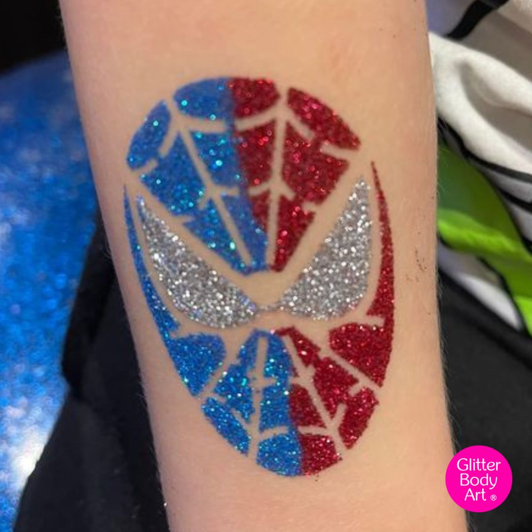 spiderman glitter tattoo spiderman glitter tattoo stencil for kids temporary tattoos Glitter Body Art