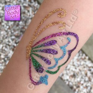 flutterfly butterfly temporary tattoo, kids tattoo stencils for glitter tattoos