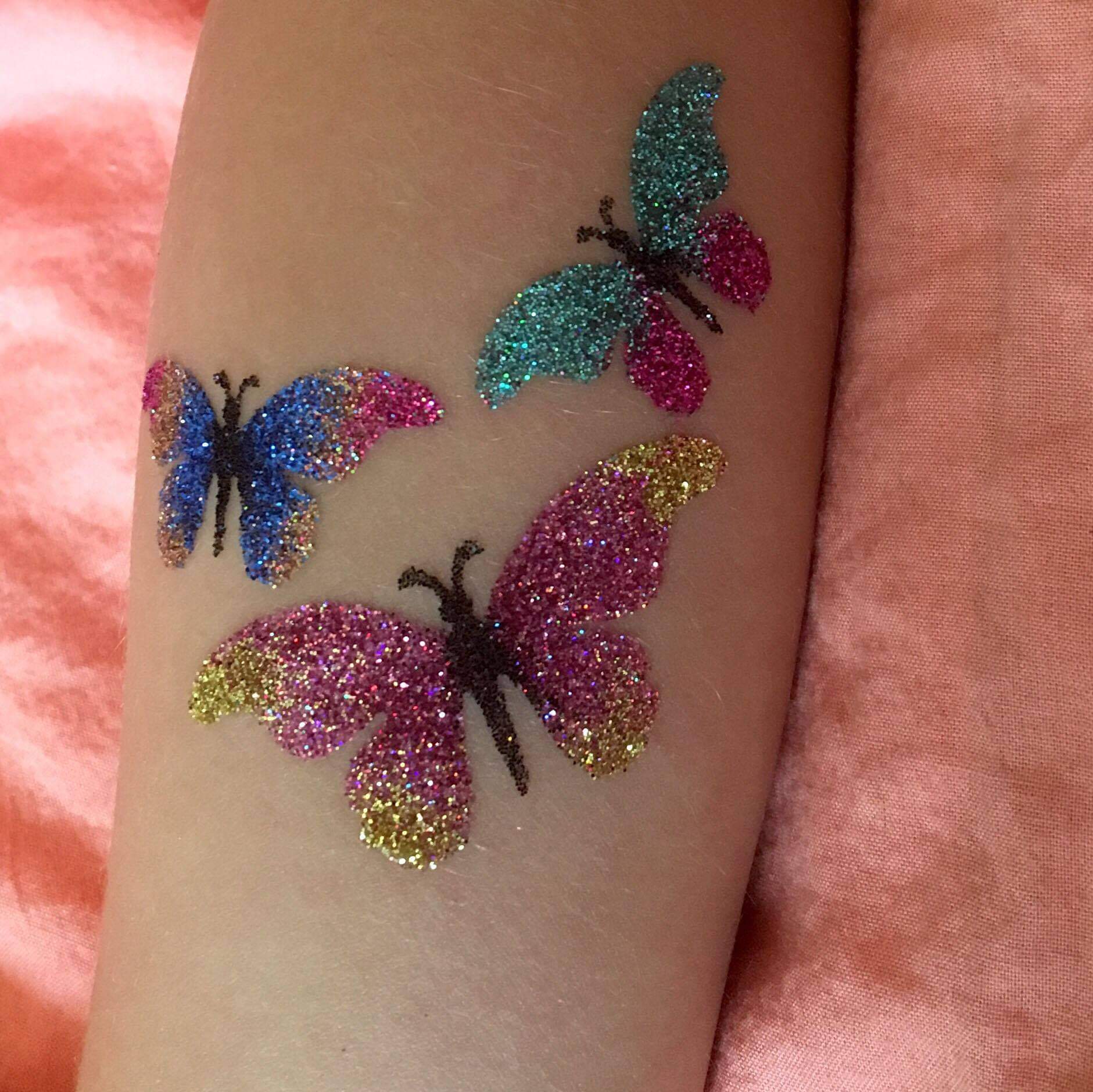 triple butterfly butterfly temporary tattoo stencil for children