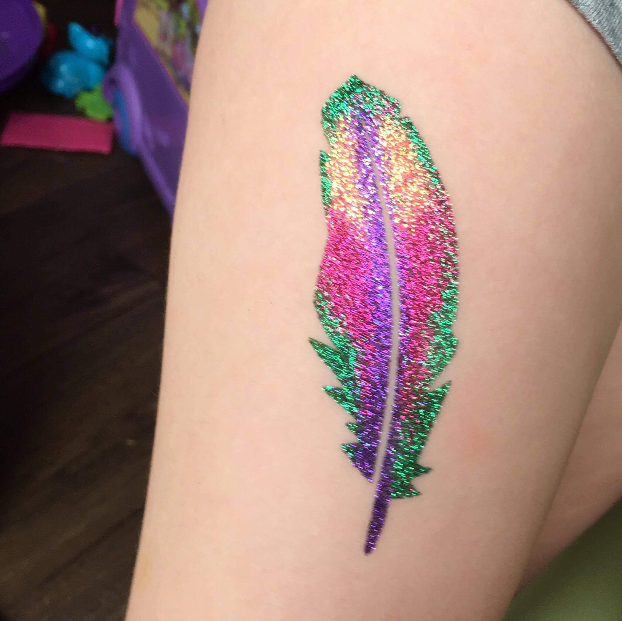 feather feather glitter tattoo stencil