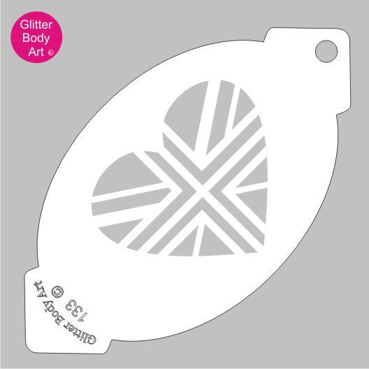 133_union_jack King charles coroantion heart union jack face paint stencil face painters kit face paint shop