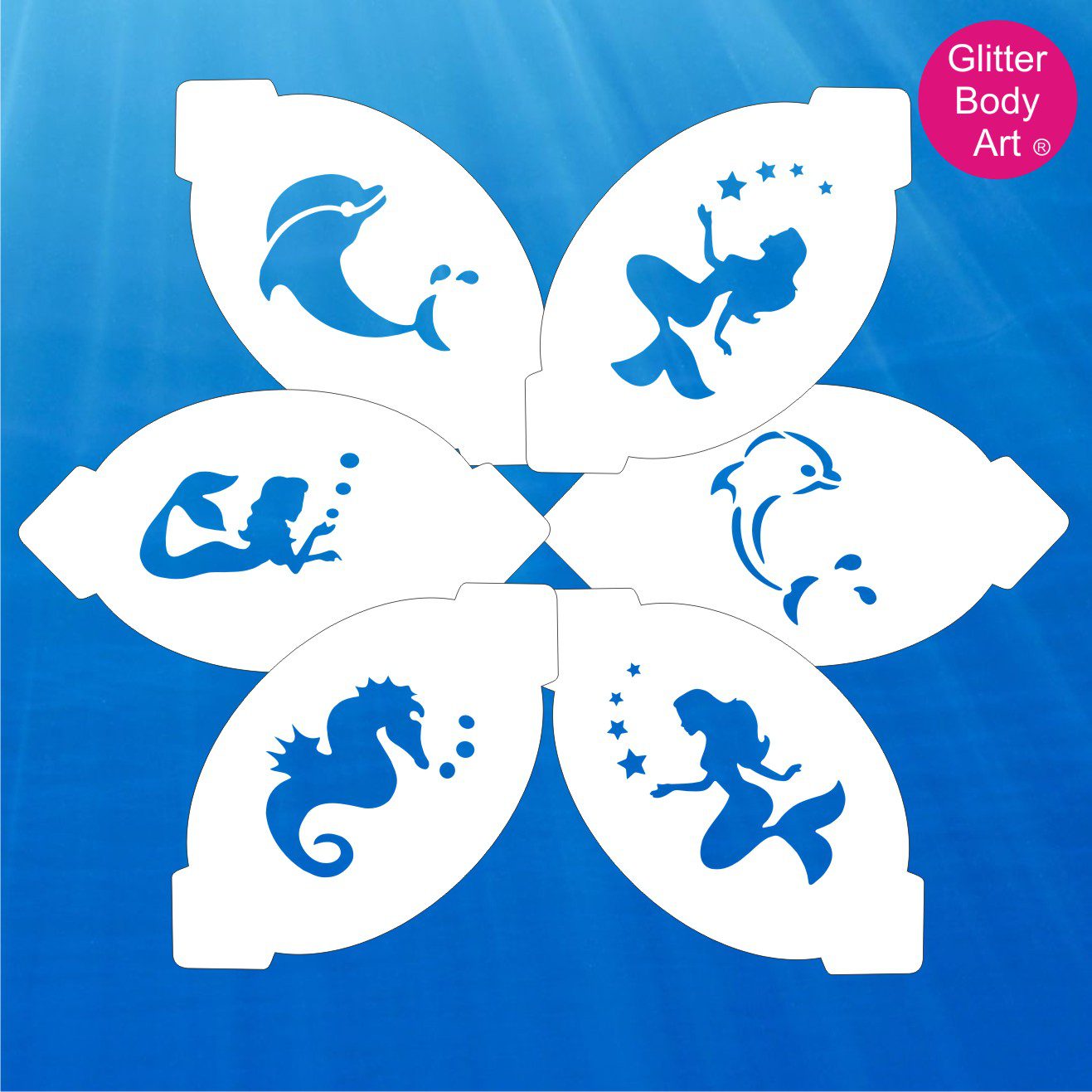 under_the_sea_6_pack Under the Sea Mermaid Face Paint Stencils multi pack for face painters