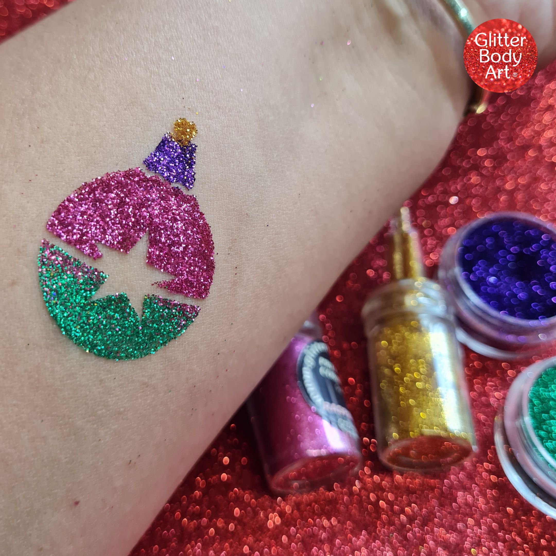 Untitled design (14) Christmas Bauble glitter tattoo stencil