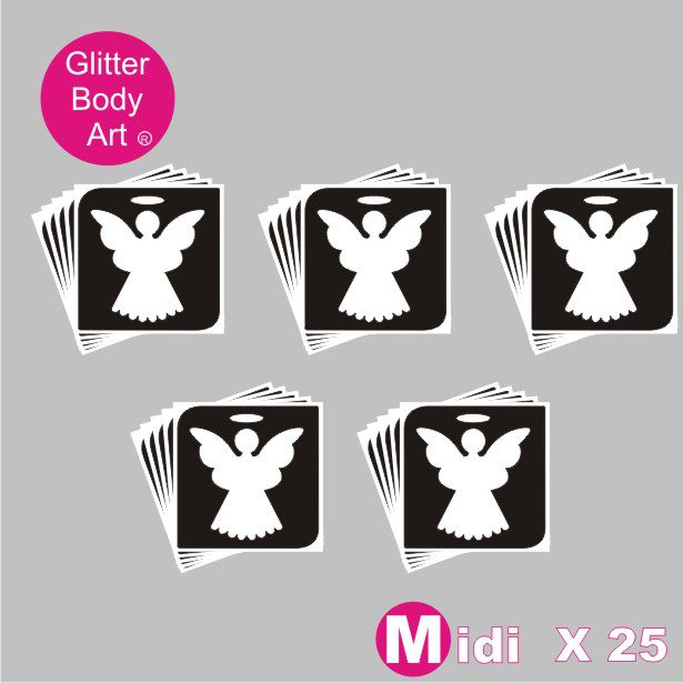 angel_092 Christmas Angel glitter tattoo stencil