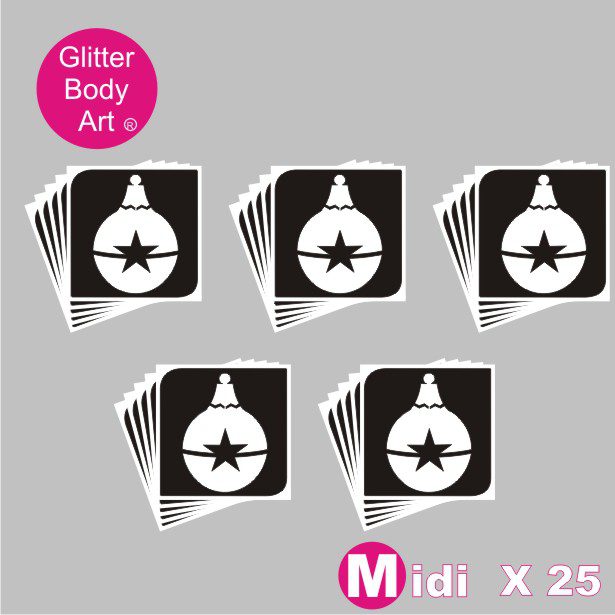 bauble_095 Christmas bauble temporary tattoo stencil