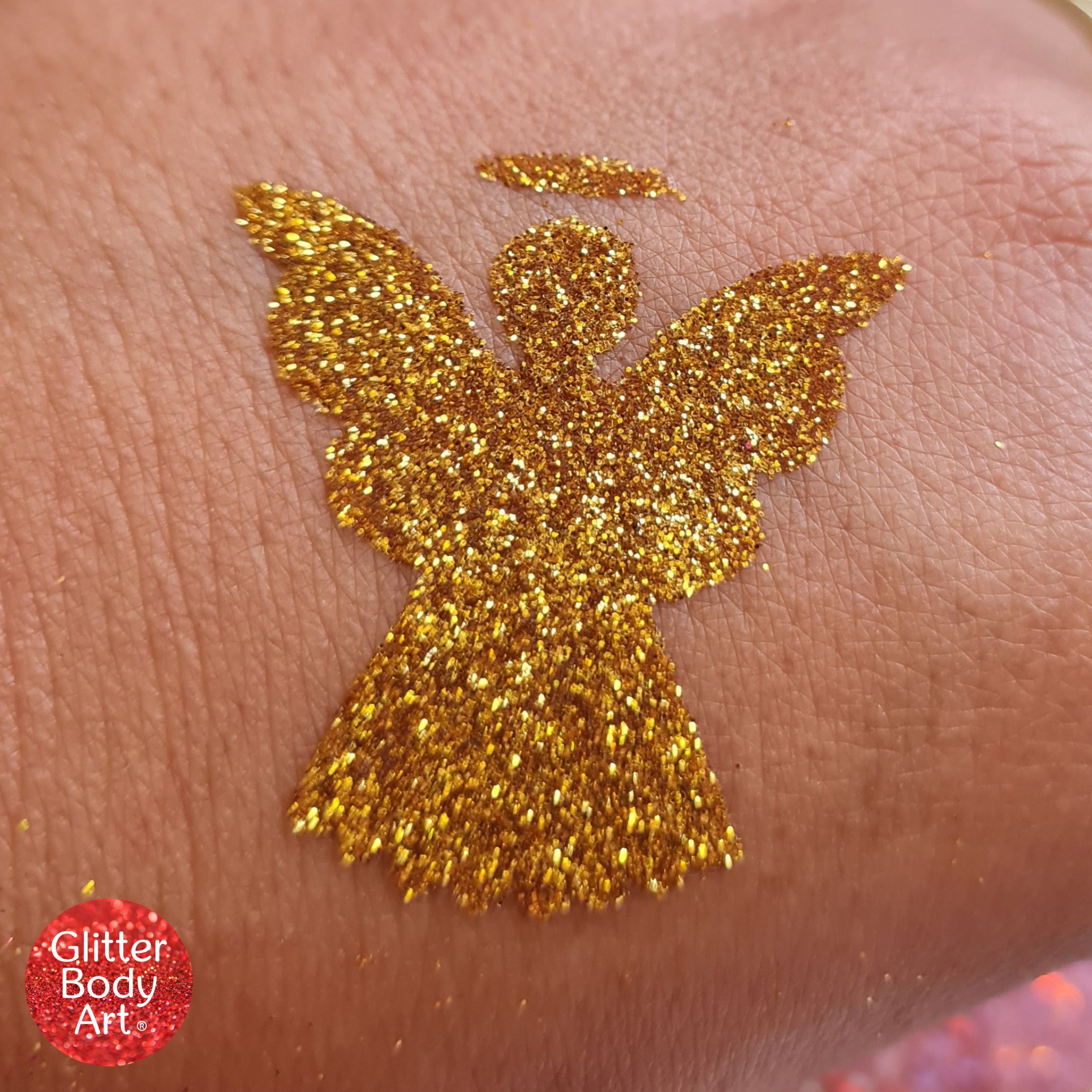 midi angel glitter tattoo stencil Christmas Angel Glitter Tattoo Stencil - Festive stencil designs uk