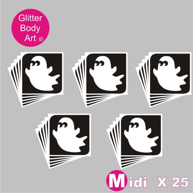 midi_ghost_087 Halloween Ghost glitter tattoo stencil