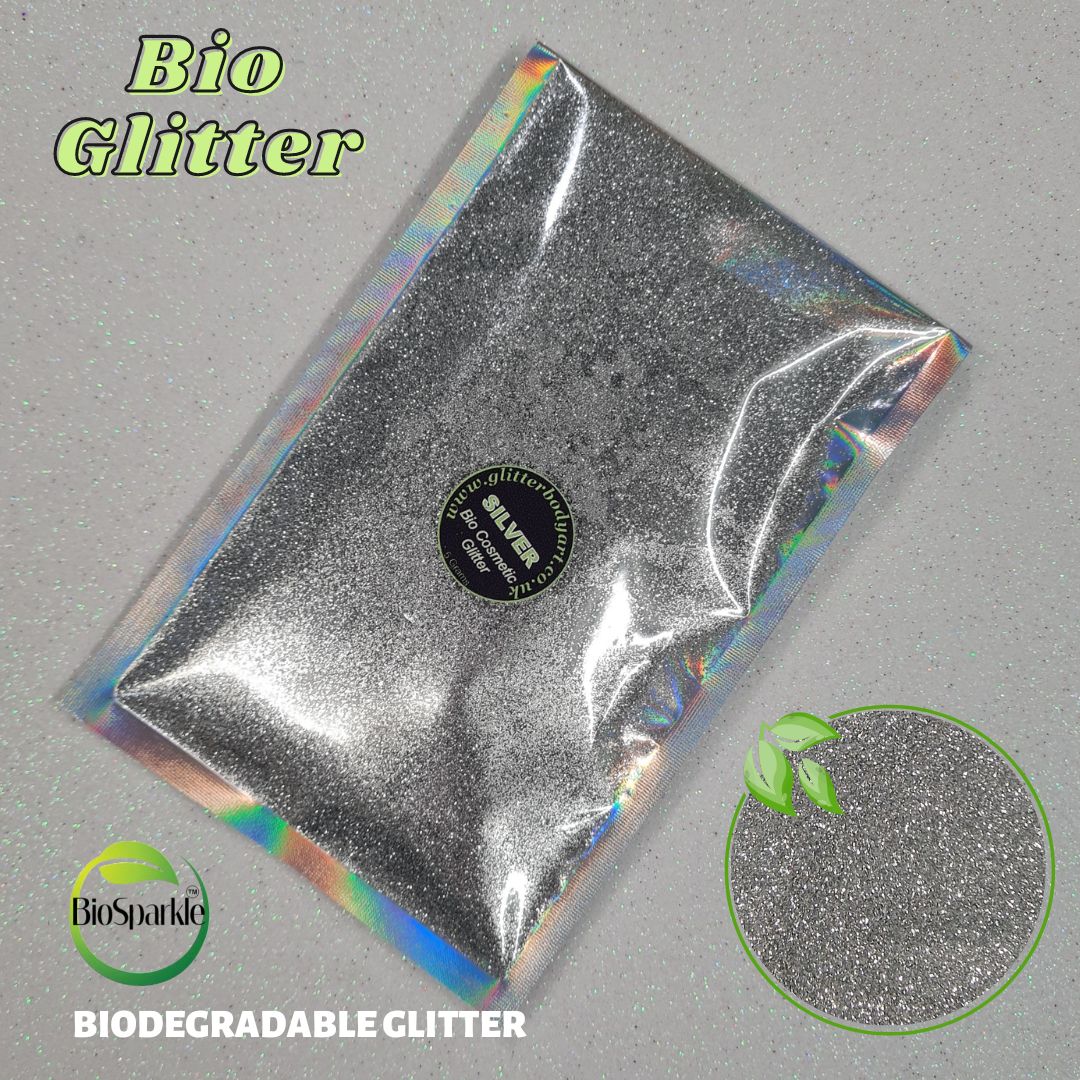 Silver Bioglitter 50 gram bag loose silver bioglitter wholesale glitter