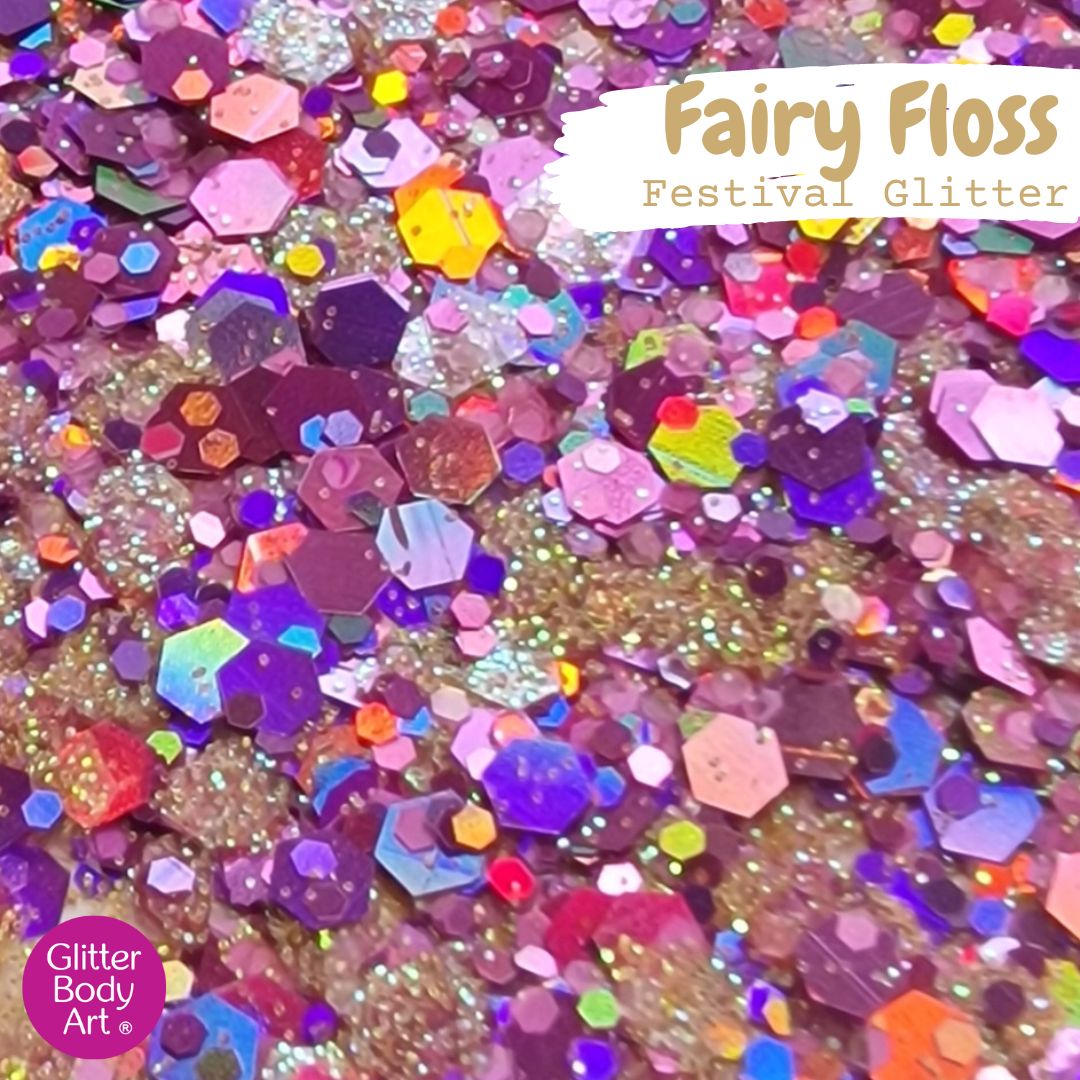 Fairy Floss Festival Glitter pink chunky glitter mix for glitter makeup and glitter hair great for glitter bars