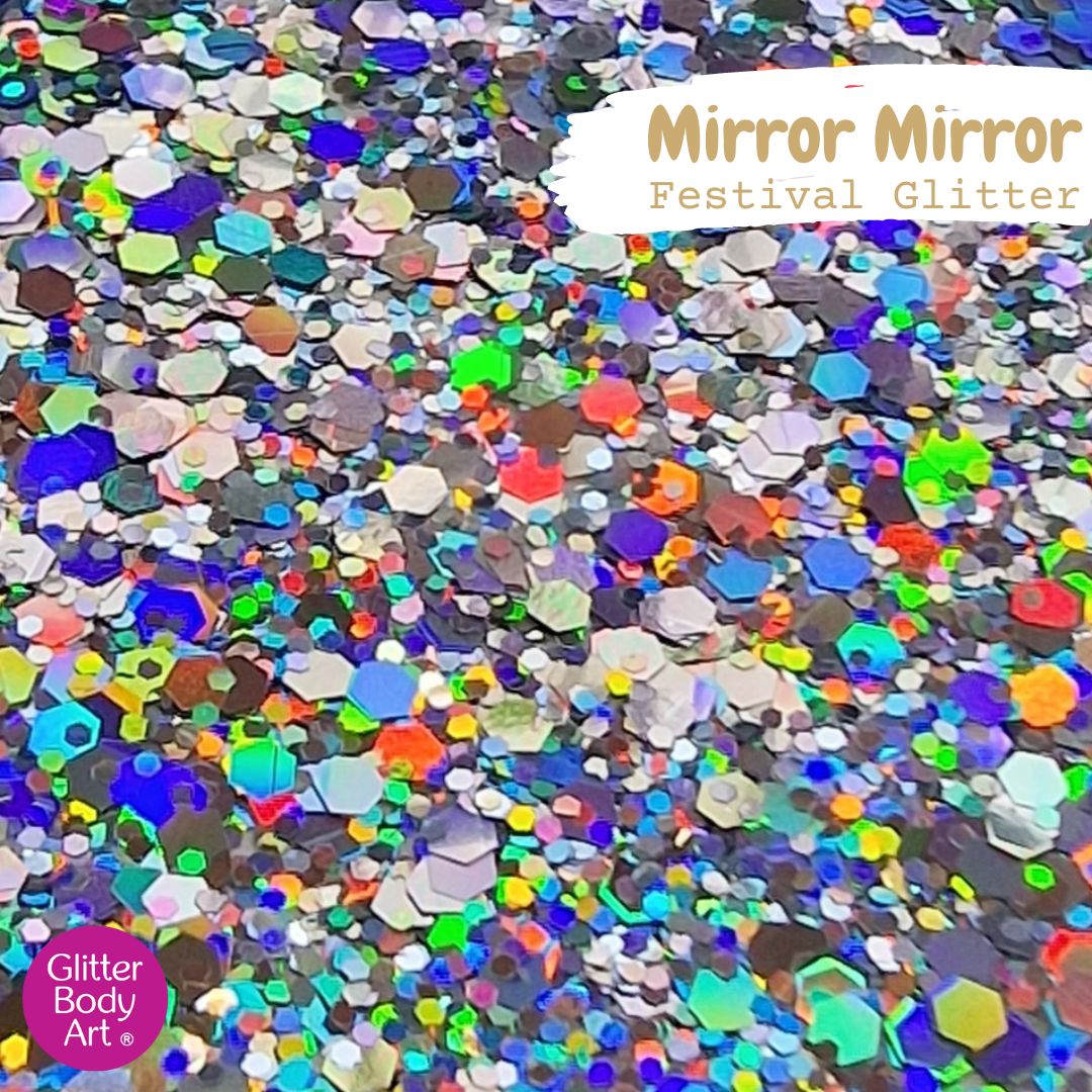 Mirror Mirror Festival Glitter Shiny holographic chunky festival mix for face, hair and body