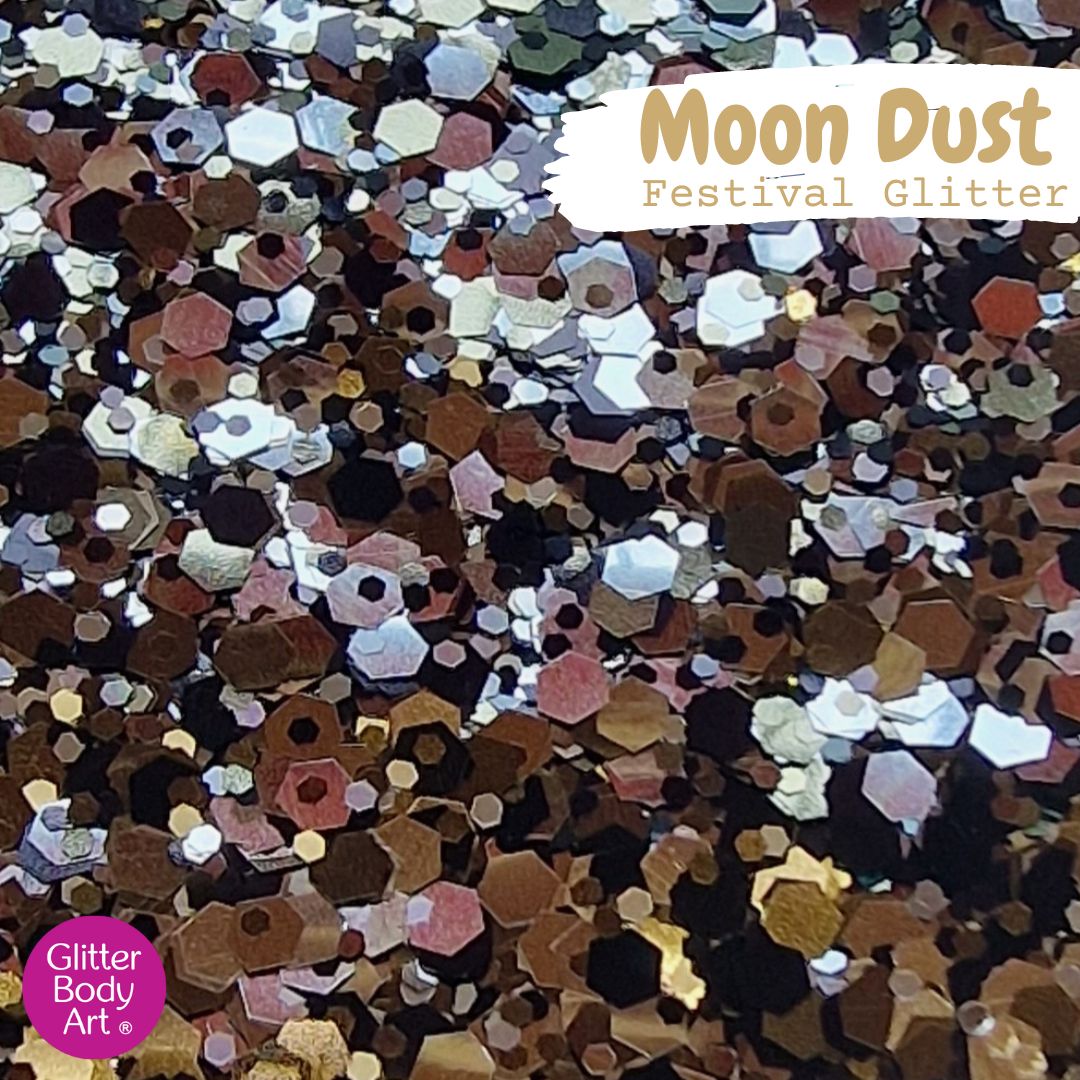 Moon dust festival glitter black and silver chunky glitter mix for faces