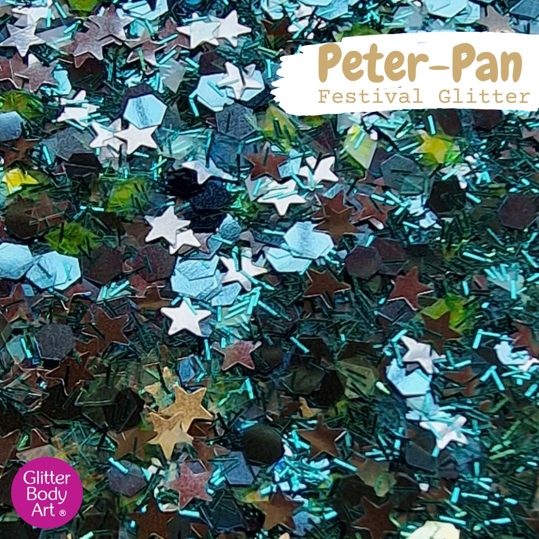 Peter-Pan Festival Glitter blue festival chunky glitter mix for hair, face and body