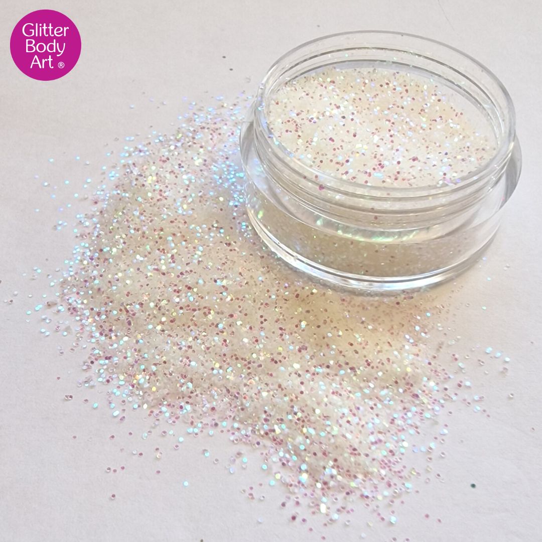 Bora Bora nail art glitter White iridescent holographic chunky nail art glitter flakes