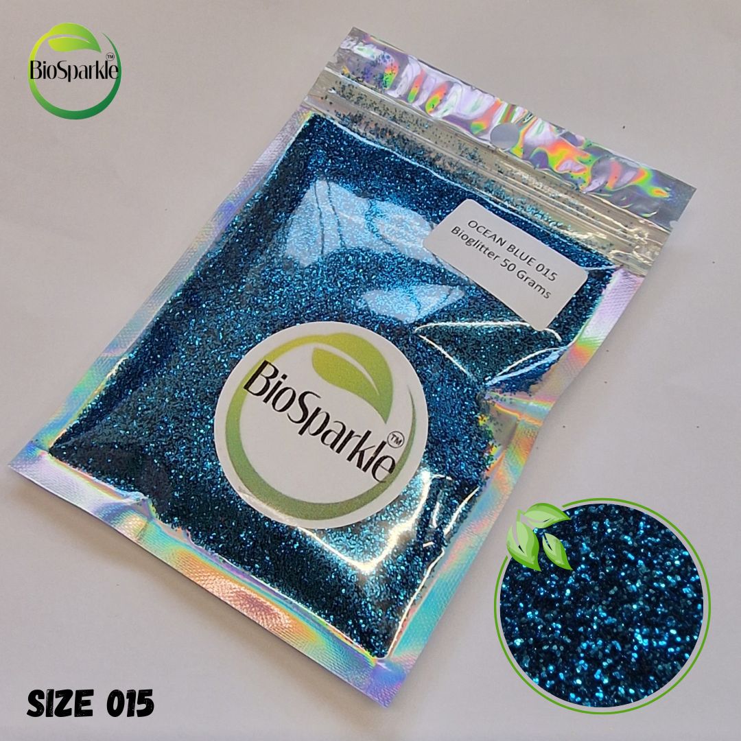 Ocean Blue Bioglitter size 015 Ocean Blue Bioglitter, loose biodegradable glitter flakes