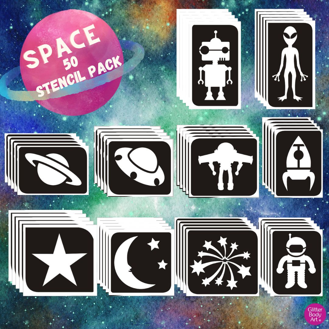 SPACE 50 PACK space themed glitter tattoo refill pack