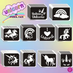 Unicorn glitter tattoos, unicorn party idea for kids parties