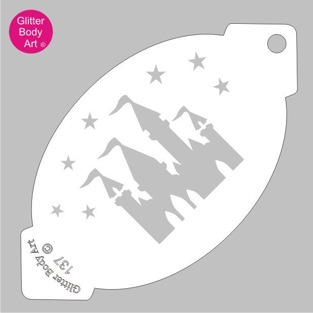 137_castle Disney Princess Castle face painting stencil reusable washable designs