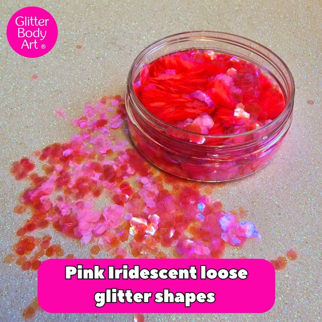 pink iridescent pink iridescent festival glitter hexagon shapes