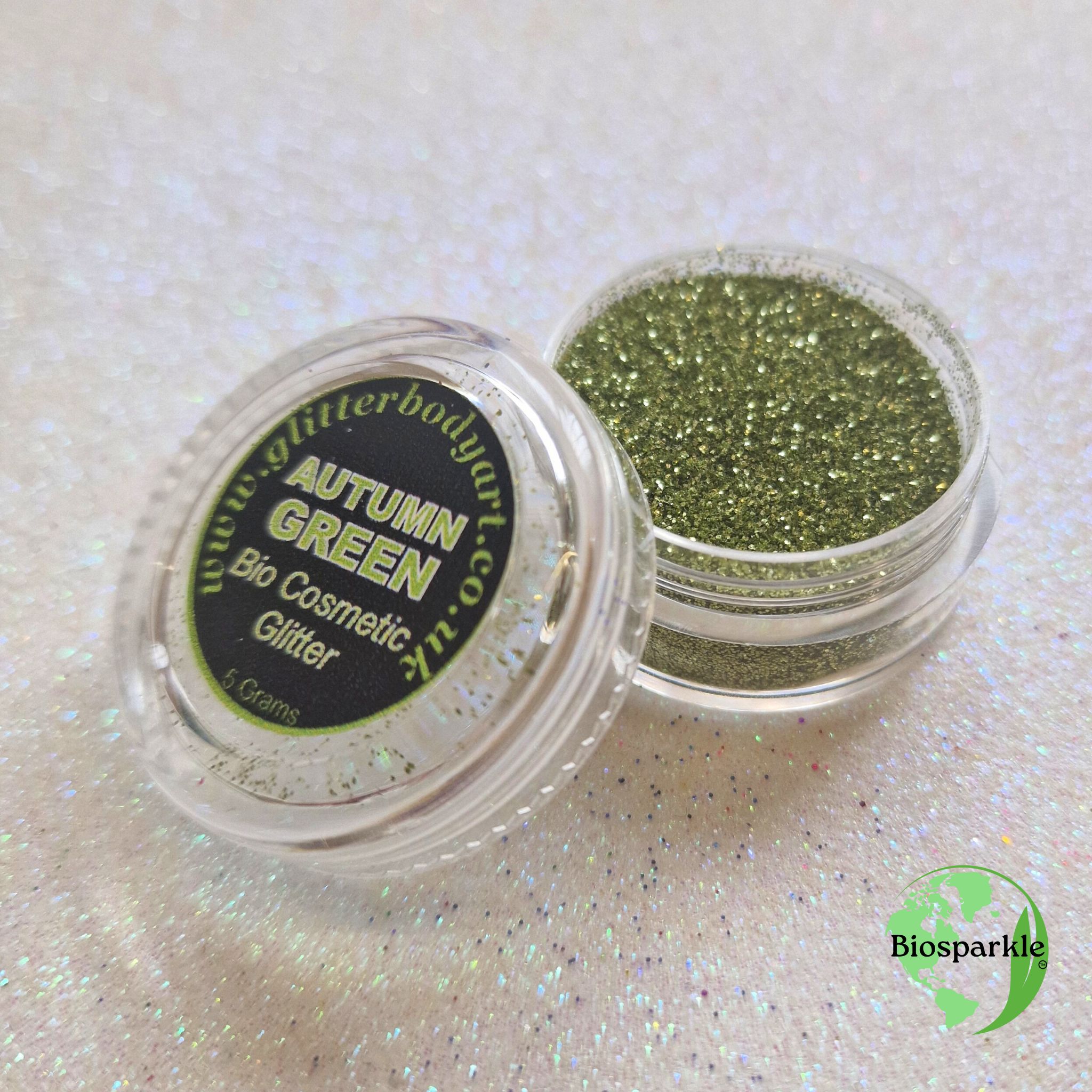 Autumn Green bioglitter gold bioglitter environmentally friendly biodegradable glitter