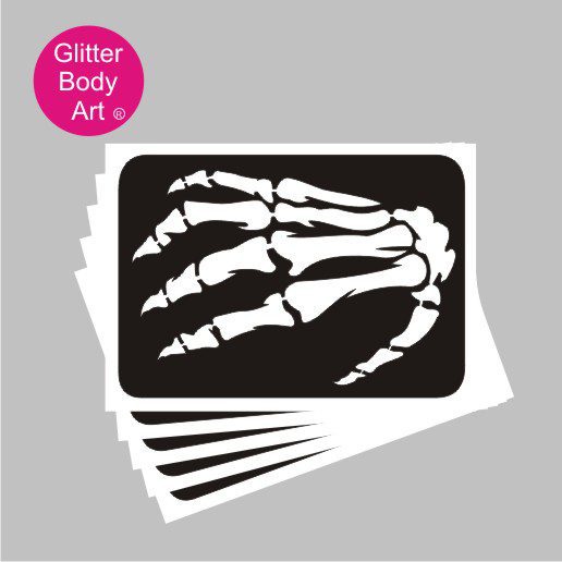 006_skeleton_hand Skeleton Hand for Halloween Glitter Tattoo