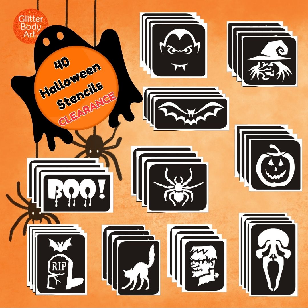 Halloween Glitter Tattoo Stencils