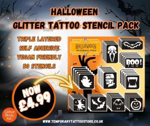 HALLOWEEN GLITTER TATTOO STENCIL PACK