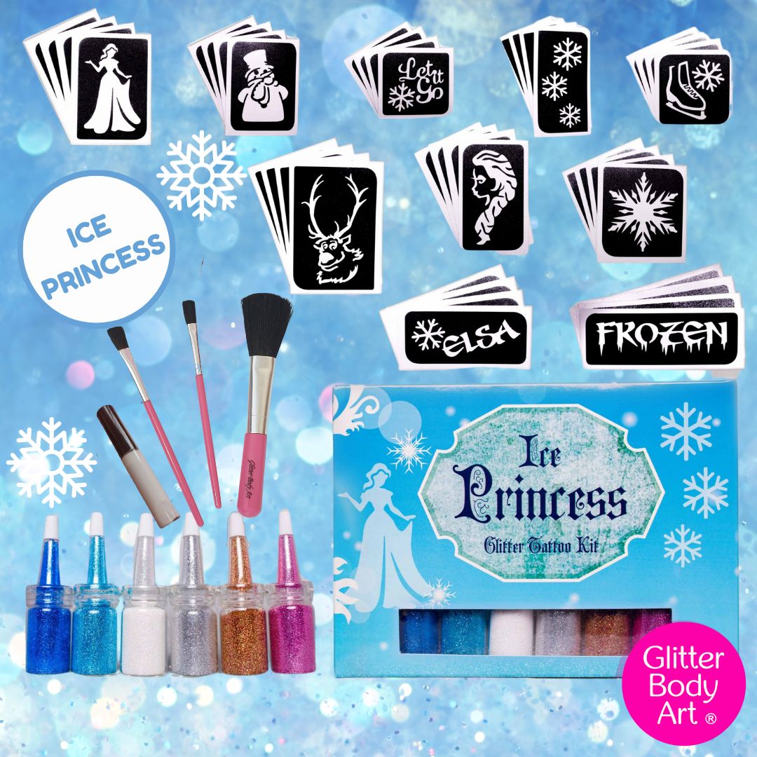 ICE PRINCESS KIT FROZEN TEMPORARY TATTOO GLITTER KIT