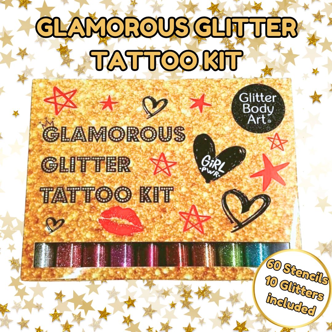 glamorous glitter tattoo kit (1) Girls glitter tattoo kit, birthday party present, christmas glitter tattoo gift