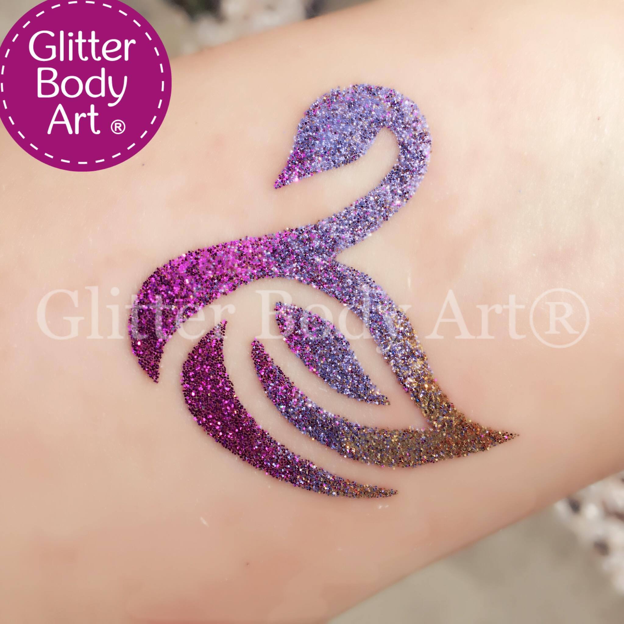 swan swan temporary tattoo stencil, swan glitter tattoo