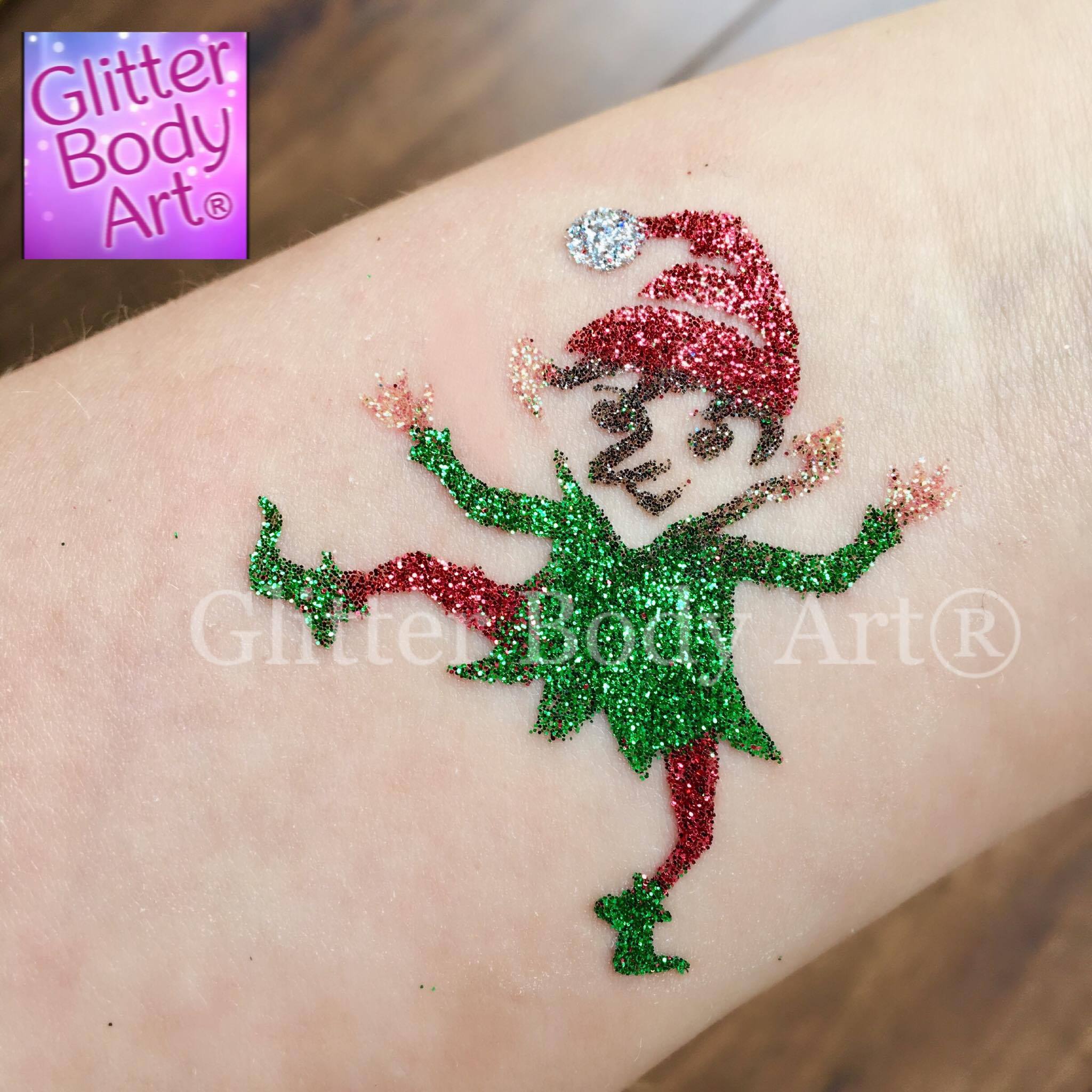elf, pixie elf temporary tattoo stencil, pixie glitter tattoo