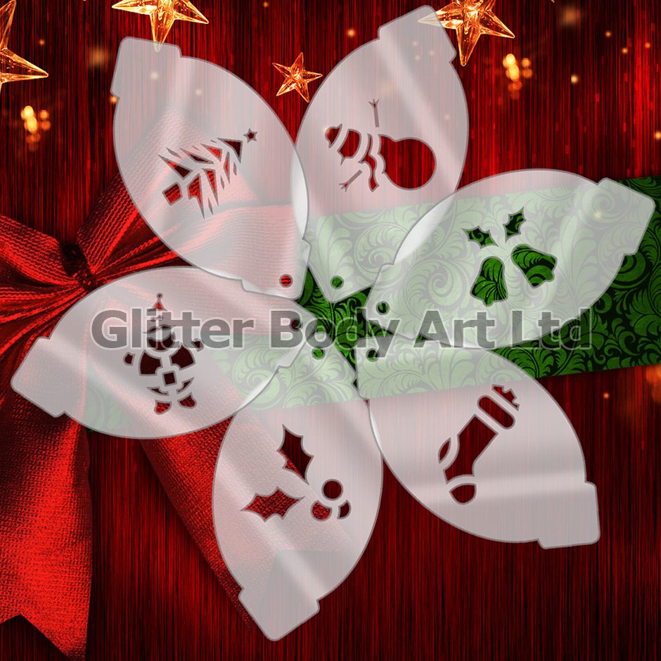 6-Stencils-Xmas Christmas face paint stencil templates