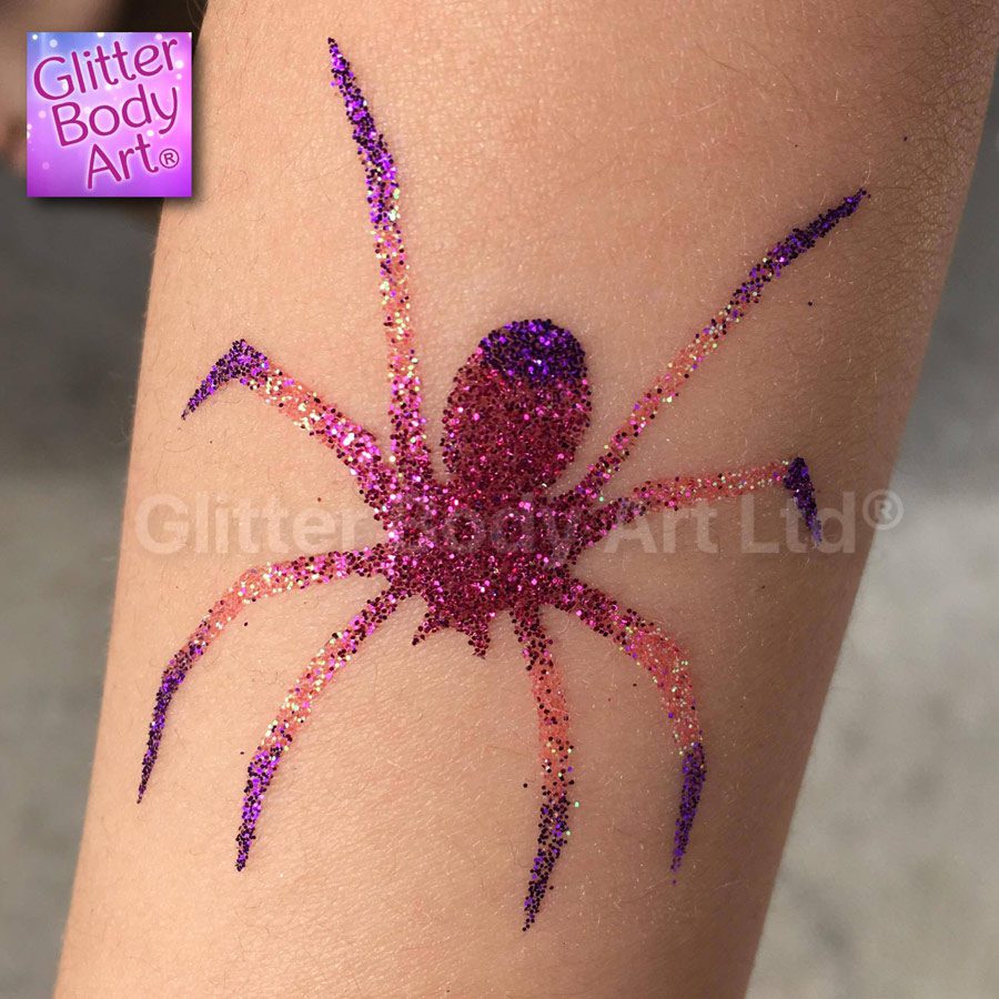 GBA-019 spider temporary tattoo stencil, spider glitter tattoo template