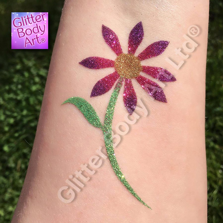 GBA-023 flower temporary tattoo, daisy flower stencil for glitter tattoos