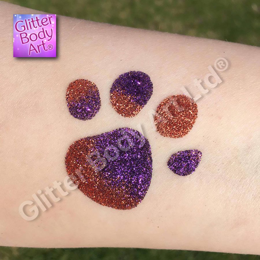 pawprint GBA-054 animal pawprint glitter tattoo, cat/dog pawprint temporary tattoo stencil