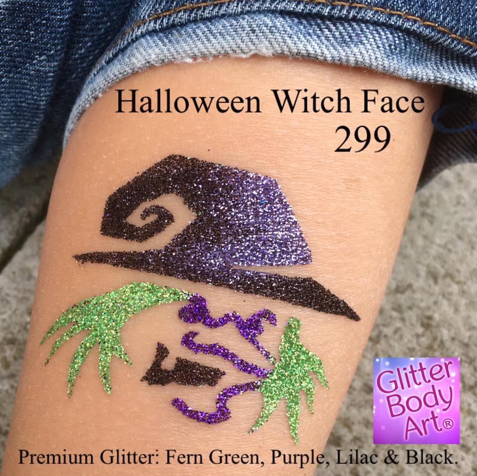 Halloween witch halloween witch glitter tattoo, halloween temporary tattoo stencils