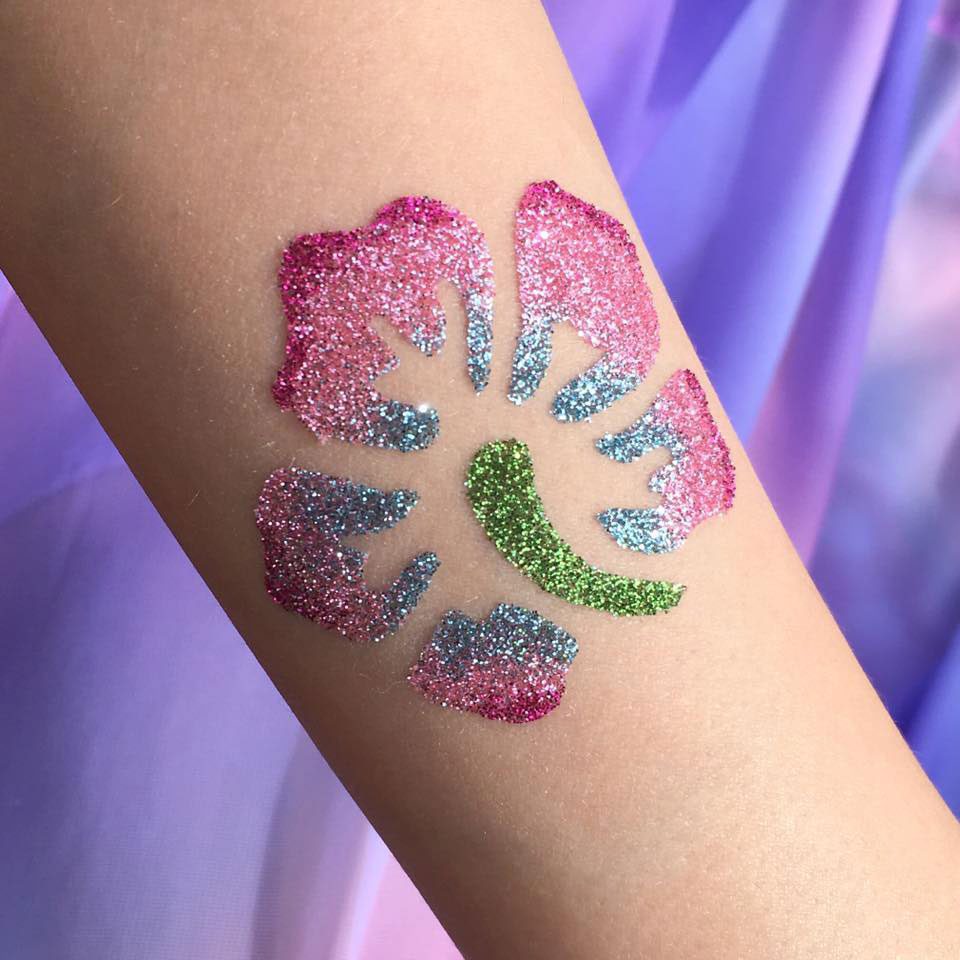 hibiscus Hibiscus glitter tattoo, floral temporary tattoo stencils