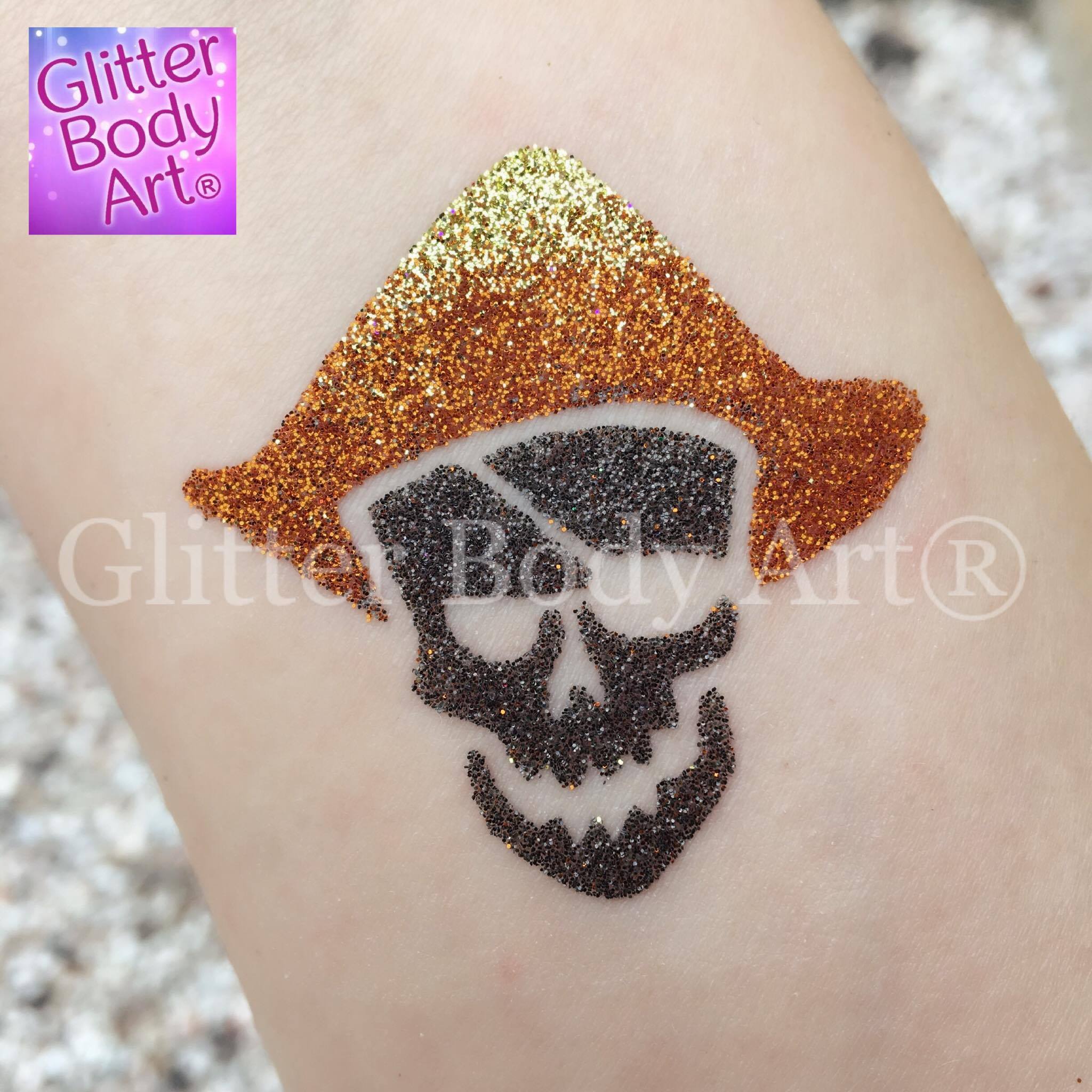 Pirate Stencil pirate party, pirate glitter tattoo using temporary tattoo stencil