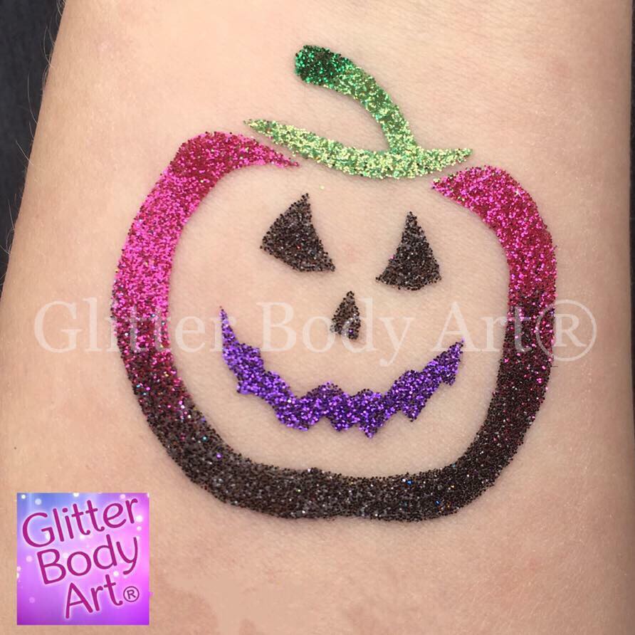 Pumpkin head Halloween pumpkin face temporary tattoo stencil, halloween glitter tattoos