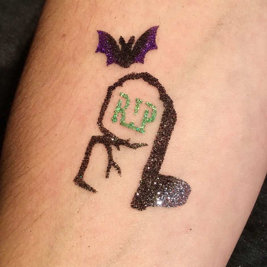 rip gravestone temporary tattoos for kids, Halloween glitter tattoo