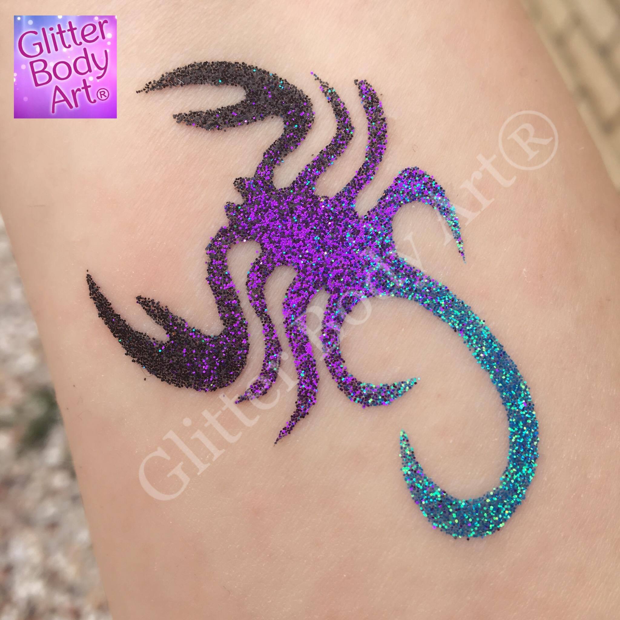 scorpion scorpion glitter tattoo, temporary tattoo stencil for kids